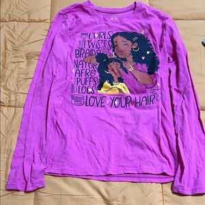 Place Purple Long Sleeve Tee with Hair Graphic